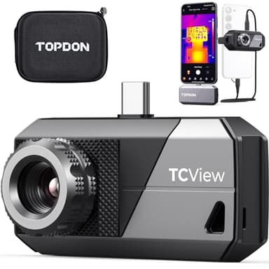 TOPDON TS001 Caméra Thermique Infrarouge Android, Mise au Point Manuelle, 512x384 Haute Résolution, -20℃ à 550℃, 25Hz, Imageur Thermique avec Objectif Réglable 9mm, Plage d'observation 0,1 à 500m