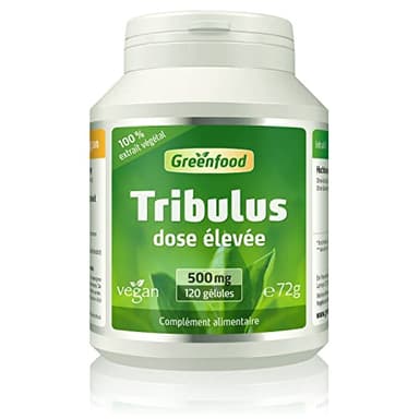 Greenfood Tribulus Terrestris, 500 mg, 120 gélules, dose élevée - Sans additifs. Sans génie génétique. Vegan.