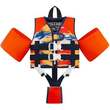 Gogokids Gilet de Natation pour Enfants avec Brassards Flottants, Gilet de Flottaison de Style Veste pour Tout-Petits avec Bretelles Ajustables pour Garçons et Filles (2-6 Ans)