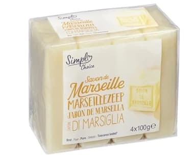 Lot de 4 savonnettes Marseille 100g - Visage et Corps - Fabriqué en france.