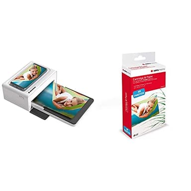 AGFA PHOTO Realipix Moments – Imprimante Photo Bluetooth (Photo Format Carte Postale 10x15 cm, Sublimation Thermique 4Pass) Blanc & Noir & AMOC40 – Cartouche et papiers 40 Photos Format 10 x 15 cm
