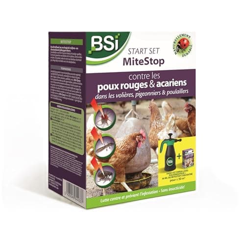 BSI - Start Set Mite Stop - Kit Contre Les Poux Rouges - Combat Et Prévient Naturellement - sans Pesticides - Protège Poules - Jusqu'à 50 m²