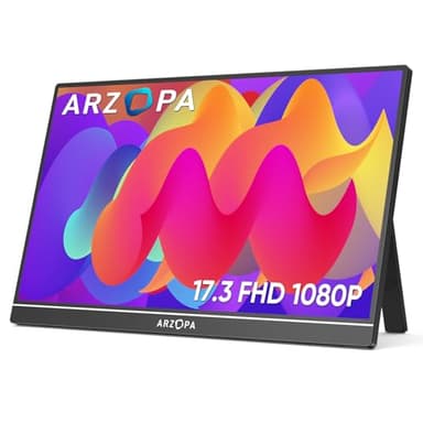 ARZOPA Grand Moniteur Portable 17,3 Pouces, 1920 × 1080 FHD HDR IPS avec Béquille pour Ordinateur Portable, Deuxième Écran Externe HDMI USB C pour PC/Mac/PS3/4/5/Xbox (A1M)