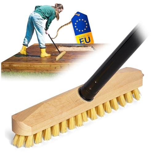 Novaliv Brosse à récurer en bois avec poils - Avec filetage et manche à vis - 4 pièces - Brosse à récurer PPN - Idéale pour nettoyer le balcon, la terrasse, le jardin, l'intérieur et l'extérieur