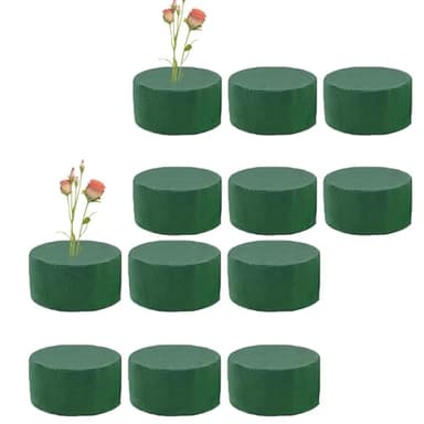 12 Blocs De Mousse Florale pour Fleurs,Mousse Florale Verte pour Fleurs Fraîches,Blocs De Mousse Ronds pour Fleuriste pour Compositions Florales,Bloc Vert pour Fleurs Artificielles pour Compositions