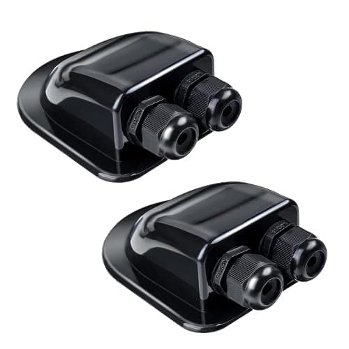 ChAusa 2 Pièces Passe-toit Solaire,Presse Etoupe Panneau Solaire,Double Entrée de Câble,Toit Etanche Boîte de Connexion Electrique pour Caravanes,Bateaux,Camping-Cars (Noir)
