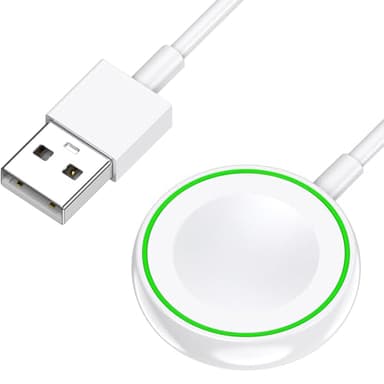 Chargeur Magnétique pour Apple Watch Series 10/9/8/7/6/5/4/3/SE/Ultra, Station de Chargement Rapide, Interface USB, Câble de Charge Magnétique sans Fil de 1m- Blanc
