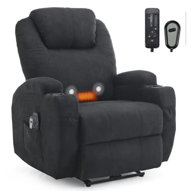 LEADZM Fauteuil électrique, Fauteuil Relax électrique, avec Fonction Massage Chauffage Réglage,Télécommande d'inclinaison Relaxant avec Repose-Pied capacité de Charge 160kg
