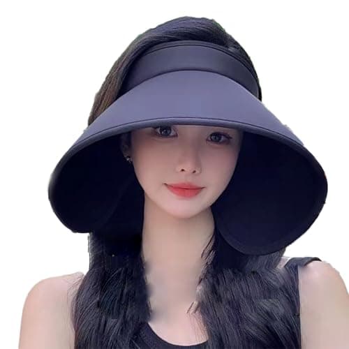 Little ants Chapeau de Soleil Femme,Visiere Casquette Anti UV, Casquette Visière Femmes,Visières de Soleil, Anti-Soleil Beach Visiere pour Voyage Plage Randonnée Camping Noir
