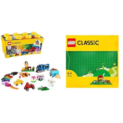 LEGO 10696 Classic La Boîte de Briques Créatives, Jouet et Ensemble de Rangement & 11023 Classic La Plaque De Construction Verte 32x32, Socle de Base pour Construction, Assemblage et Exposition