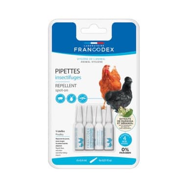 Francodex-Pipettes insectifuges Lotion pour Poules, oies et Canards 4 pipettes-FR-174220