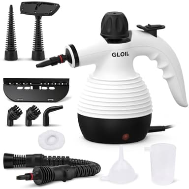 GLOIL Nettoyeur Vapeur,Multi-usage Nettoyant Vapeur,Punaises de Lit Avec 10 Accessoires Pour Taches sur Vitres,Canapé,Matelas,Tapis,Voiture,Cuisines(white)