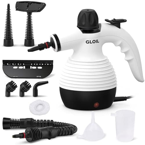GLOIL Nettoyeur Vapeur,Multi-usage Nettoyant Vapeur,Punaises de Lit Avec 10 Accessoires Pour Taches sur Vitres,Canapé,Sèche,Matelas,Tapis,Voiture,Cuisines-Steamer Cleaner (black) (white)
