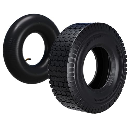 WilTec Pneu pour Tracteur à pelouse 16x6.50-8 4pr avec Chambre à air et Valve coudée Tondeuse à Gazon