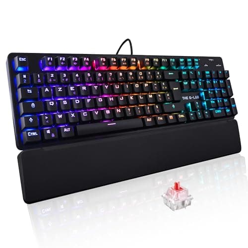 The G-Lab - Keyz Rubidium - Clavier Mécanique Gaming USB, AZERTY, Haute Performance, RGB 100% Personnalisable, Anti-Ghosting, Repose-Poignet - Compatible avec PC, PS4, PS5, Xbox - New
