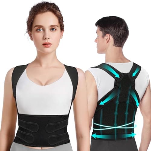 kungfuren Posture Correcteur Dos Droit Femme: Ceinture Dorsale Homme Redresseur de Dos - Réglable Correcteur pour Maintien du Dos Droit du Cou et des Épaules Noir Profond (L)