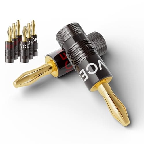 VCELINK Fiche Banane 4 Paires (8 Pièces) Plaqué Or pour Câble Enceinte 12 à 18 AWG, Fiches Banane HiFi, Connecteurs pour Haut-Parleur, Amplificateur, Speaker Cable