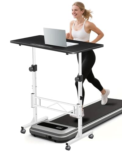 RayLove Bureau réglable en Hauteur avec 4 roulettes verrouillables, siège Ergonomique, Mobile avec Encoche pour Tablette pour Chambre à Coucher, Bureau, canapé, etc. 80 x 40 cm, Noir