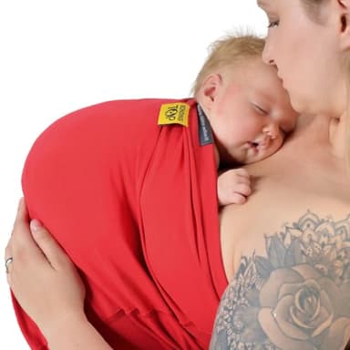Bandeau Peau à Peau pour Nouveau-Nés - Support Kangourou - Qualité Bio, Couleur Rouge, Taille XXL