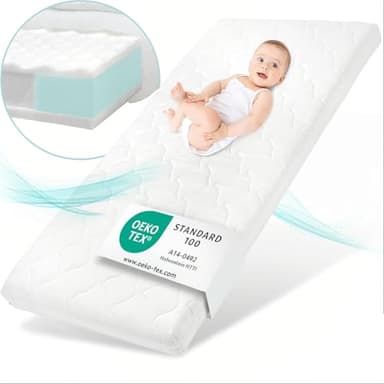 Sun Garden Matelas Bébé, Matelas Enfant 60x120 cm avec Bord Stable | Certifié Oeko-Tex 100 | Mousse, Lavable jusqu'à 60°C, Confort de Sommeil Élevé, Durable