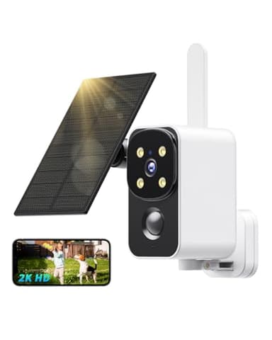 PESAIR 2K Camera Surveillance WiFi Exterieure sans Fil Solaire, Rotation à 180° Camera Surveillance WiFi avec Panneau Solaire, Vision Nocturne Couleur, PIR Détection Mouvement, Audio Bidirectionnel