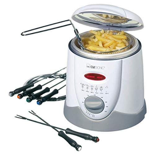 Clatronic Ffr 2916 Friteuse et Fondue Parois Froides Thermostat Variable 2 Indicateurs Lumineux de Control Protection Anti Surchauffe Capacité 1 Litre Blanc