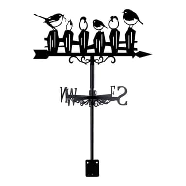 SUPERDANT Girouette de Jardin Exterieur Oiseaux Clôture Oiseaux Girouette de Toit Girouettes Métal Indicateurs de Direction du Vent Métal Noir Panneaux Décoration de Jardin Deco Jardin Exterieur