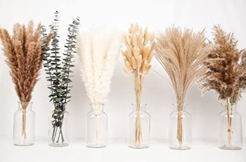 Ensemble de 110 pièces de décoration en Pampas bohème, Pampas naturellement séchées, Fleurs de Queue de Lapin séchées et Eucalyptus séché. Parfait pour Les Mariages, Les Decorations de fête Boho