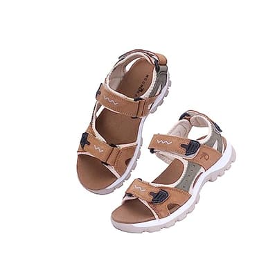 MGGMOKAY Femme Sandales de Randonnée en Cuir sandales de marche légères à bout ouvert,Marron,37