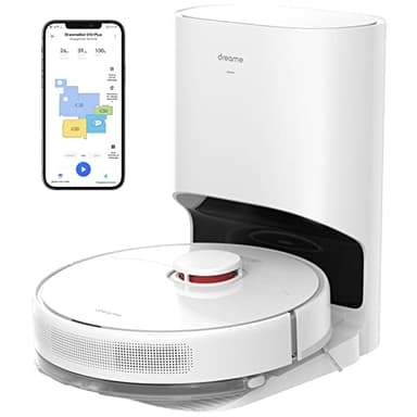 dreame D10 Plus Robot Aspirateur Laveur avec vidange Automatique poussière, Navigation LiDAR Détection Obstacles, Aspiration 4000Pa Tapis et Poils d'animaux, Batterie 170 Min, WiFi/APP/Alexa