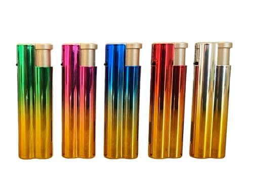 Clearfee Briquet tempête à jet flamme, résistant au vent, aux intempéries, rechargeable, couleurs élégantes et métallisées, jet turbo, arc-en-ciel, 5