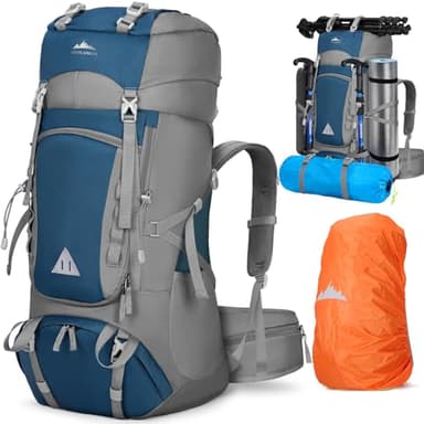 IGOLUMON Sac à Dos Randonnée Trekking Léger et Imperméable de 60L avec Housse de Pluie pour Homme Femme Sac à Dos Camping Pédestre Voyage