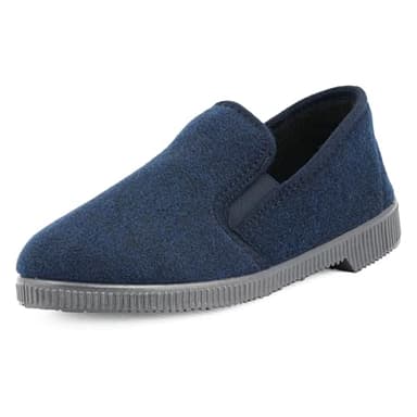 JOMIX Charentaises Homme en Feutre, Chaussons Diabétiques, Pantoufles Orthopédiques Hiver Confortable ITU1411 (Marine, 41)