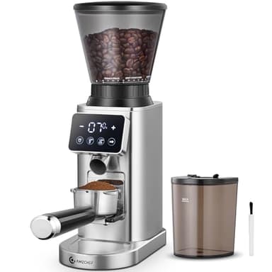 AMZCHEF Moulin A Café Électrique Avec Support Amovible Et Récipient | Écran Tactile LCD | 24 Réglages Précis | Moulin A Cafe Grain Pour Espresso/Filtre/Bec Verseur/Infusion A Froid/Cafetière A Piston