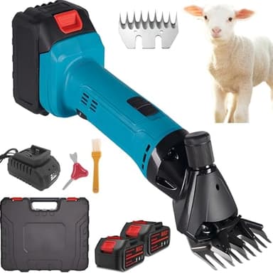 Tondeuse électrique sans Fil pour Moutons, 600 W, 2 Batteries, 6 Vitesses Réglables, Lame en Acier Inoxydable 9/13 Dents, pour Animaux à Poil épais Et Bovins 9-Tooth