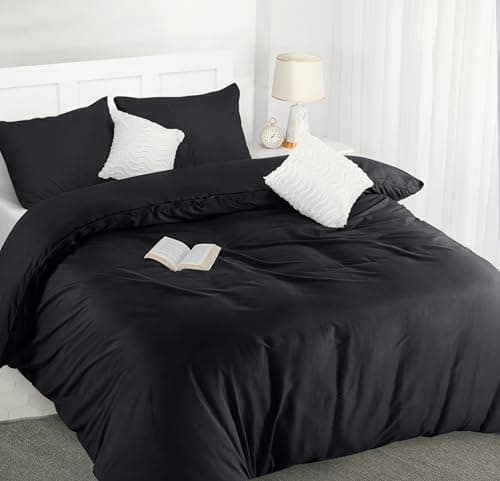 Utopia Bedding Housse de Couette 200x200 cm avec 2 Taies d'oreiller 50x75 cm (Noir) - Parure de Lit 200 x 200 cm - Ensembles de Housses de Couette en Microfibre brossée Douce