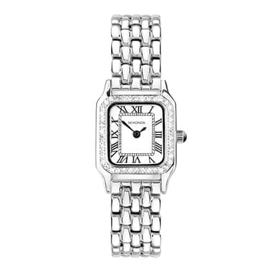 SEKONDA Monica Montre à quartz pour femme 20 mm avec boîtier et bracelet en alliage et cadran blanc brillant argenté classique, argenté, Classique