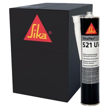SIKA - Mastic-colle polyvalente - Sikaflex 521 UV, Noir - Mastic pour camping-car et caravane - Sans solvant - Joint d'étanchéité multi-supports - Carton de 12 cartouches de 300ml