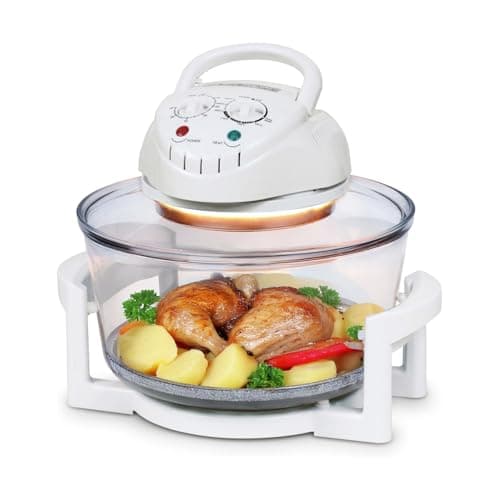 TZS First Austria Four halogène, 12-17L, Four à convection avec poignée 1400W, Minuteur 60, 240V, Blanc, Four combiné grill et thermostat 0-250°C