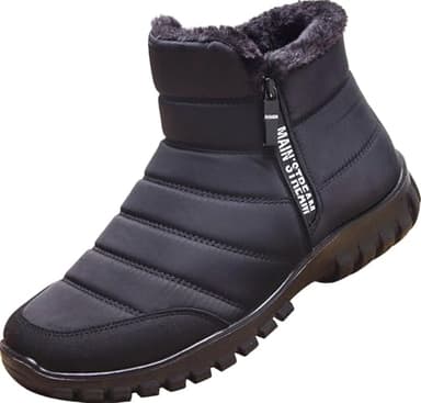 GILKUO Bottes Homme Neige Chaussures Hiver Bottine Fourrée Boots Chaudes Imperméables après Ski Baskets avec Fermeture Éclair Noir Taille 42