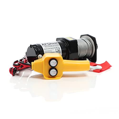 XPOtool Treuil électrique - 1 CV / 12 V - Traction jusqu’à 907 kg - Cabestan à câble an acier 12,5 m - Outil Remorque Bateau Remorquage Halage