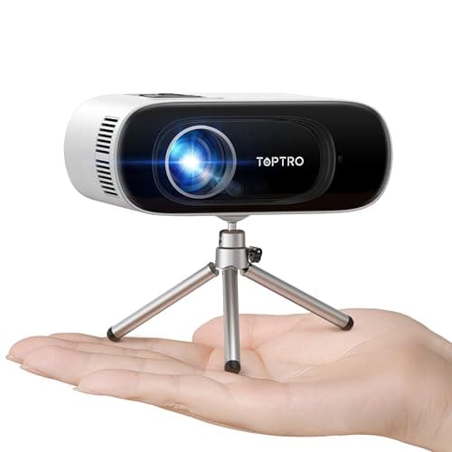 【Auto Keystone】TOPTRO Mini Projecteur Full HD Supporte 1080P,16000 Lumens Mini Vidéoprojecteur WiFi Bluetooth, Projecteur Portable Home Cinéma pour iOS/Android/PC/PS5/TV Stick/HDMI/USB(Trépied Inclus)