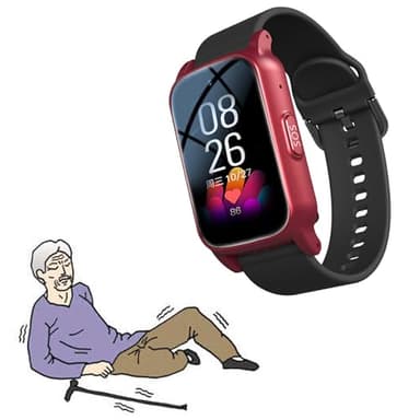 Weyot Alarme Personne Agee, Bracelet Alarme Personne Agee, Montre Sos Senior avec Appel Vidéo HD, Étanchéité IP67 Et Appel Vocal HD, Bracelet GPS Alzheimer,Red