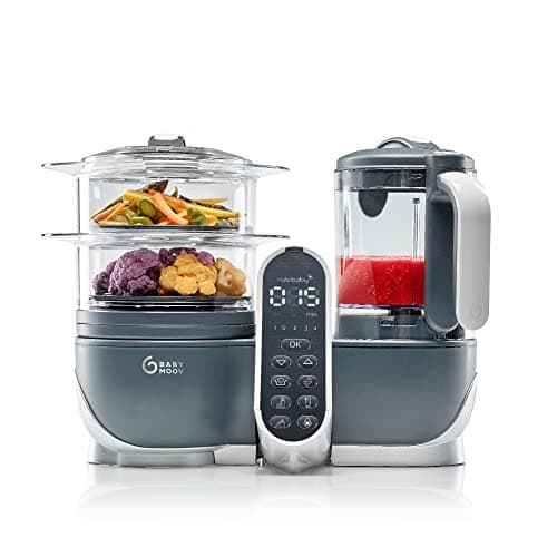 Babymoov Nutribaby(+), Robot Cuiseur Bébé Multifonctions 6 en 1, Cuiseur Vapeur Mixeur, Grande Capacité 2,2L, Petits Pots Bébé Faits Maison, Idéal Diversification Alimentaire, Gris