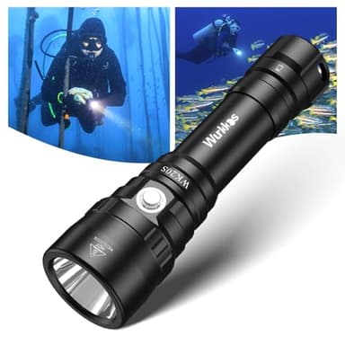Wurkkos 2000 Lumens Lampe de Plongée Très Lumineuse, étanche IPX-8 Torche de Plongée, Eclairage Submersible avec Ampoule SST40 LED, 1 Pile 3000mAh pouvoir et Chargeur Inclus