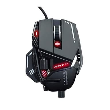 Mad Catz Rat 8+ Souris Gamer Filaire USB - Souris Ergonomique 11 Boutons Programmables - Capteur Optique Pixart3389 16000 DPI - Souris Gaming Pour PC Noir Avec Led Rouge Et Repose Poignet Reglable