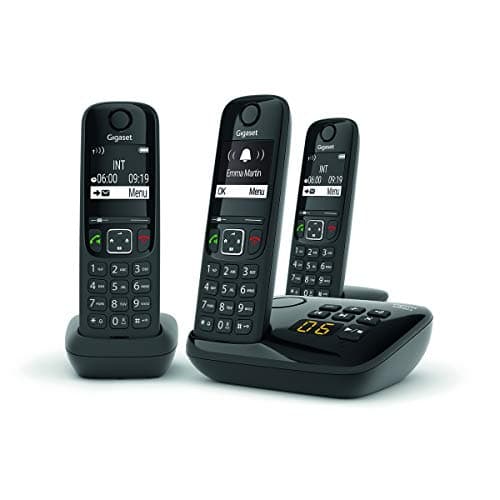 Gigaset AS690A Trio - Téléphone fixe sans fil avec répondeur - 3 combinés - Noir
