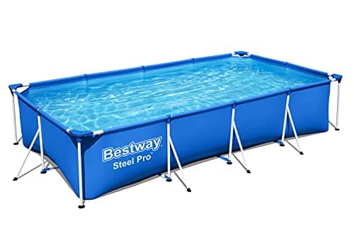 Bestway Steel Pro Frame Piscine carrée sans pompe en acier Bleu 400 x 211 x 81 cm bleu 56405