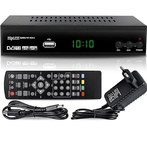 HD-Line Tempo 4000 Decodeur TNT HD pour TV/Full HD Decodeurs TNT Peritel/HDMI Décodeur, Demodulateur, Recepteur, Boitier, Adaptateur HEVC, Tuner, Noir, tmp4000