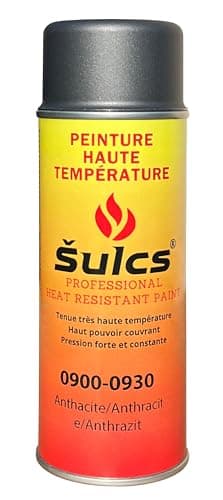 Peinture Professionnelle Haute Température 900° Aérosol 400ml Gris Anthracite Ref. 0930 - Haut Pouvoir Couvrant - Barbecue Braséro Four Poêle à bois Thermique Cheminée Auto Moto Radiateur ŠULCS BBQ®